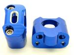 Paire de pontets adaptateurs alu bleu pour guidon 28.6mm  (base 22 mm)